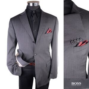 Hugo Boss ROSSELLINI Sport Coat Blazer Suit Three Button Jacket Wool Gray Sz 40R